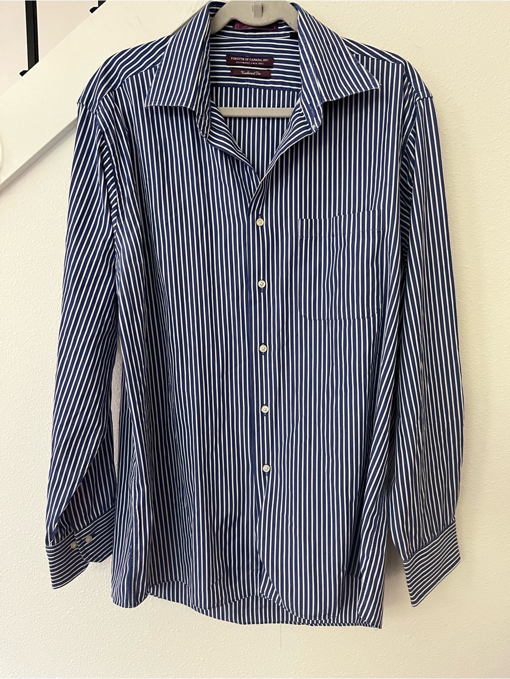 Forsyth of Canada Navy & White Vertical Stripe Dress Shirt